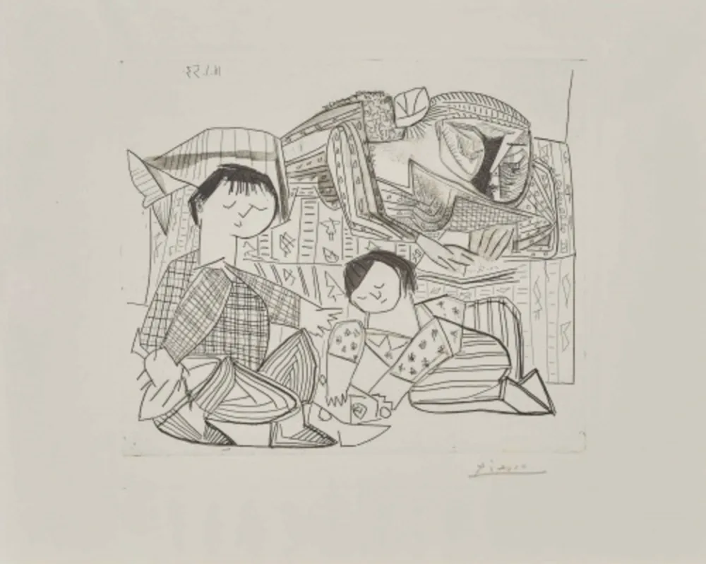 Ets En Aquatint Picasso - Mere et Enfants