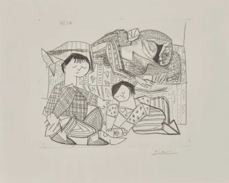 Ets En Aquatint Picasso - Mere et Enfants