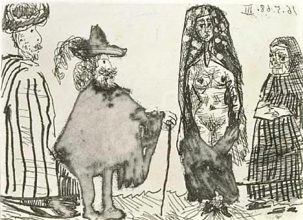 Ets En Aquatint Picasso - Mille et une nuits et Celestine: la jeune esclave