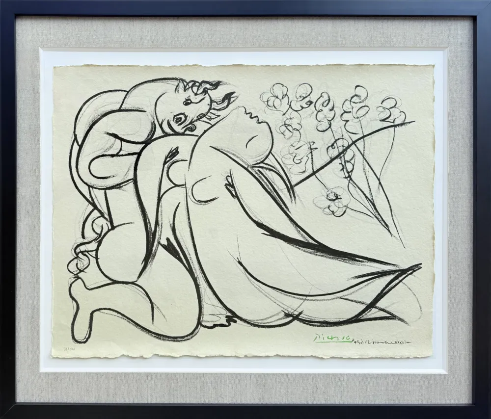 Lithografie Picasso - Minoutaure et nue
