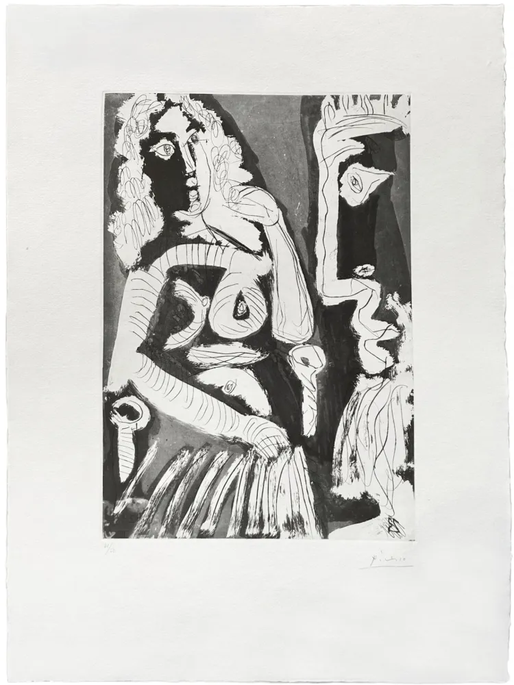 Ets En Aquatint Picasso - Modèle au repos dans un fauteuil 