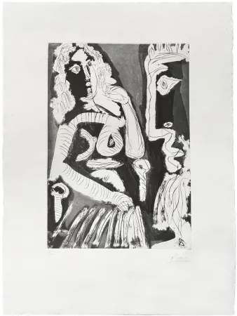 Ets En Aquatint Picasso - Modèle au repos dans un fauteuil 