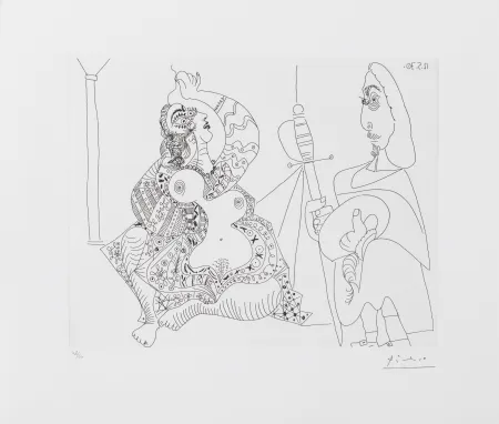 Gravure Picasso - MOUSQUETAIRE ET ODALISQUE, MEDUSE, (BLOCH 1902) – etching – 1970