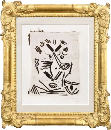 Linosnede Picasso - Notre Dame de Vie. 1966  (selportrait?)