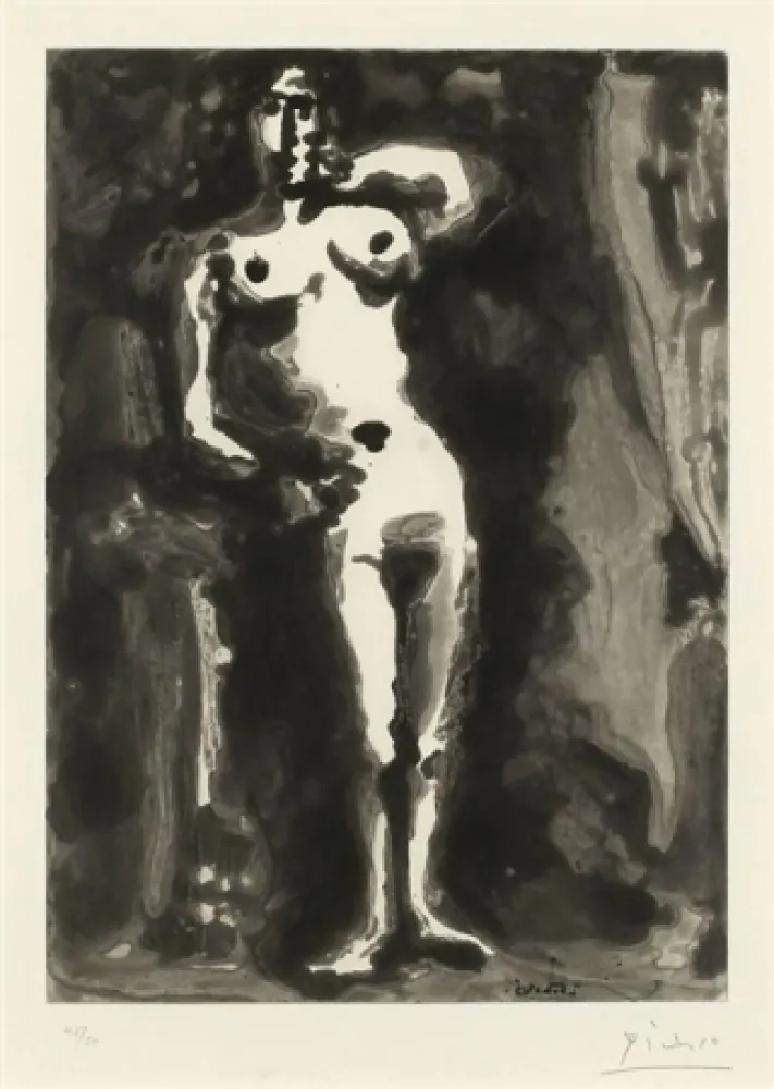 Aquatint Picasso - Nu accudé, from Sable Mouvant