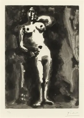 Aquatint Picasso - Nu accudé, from Sable Mouvant