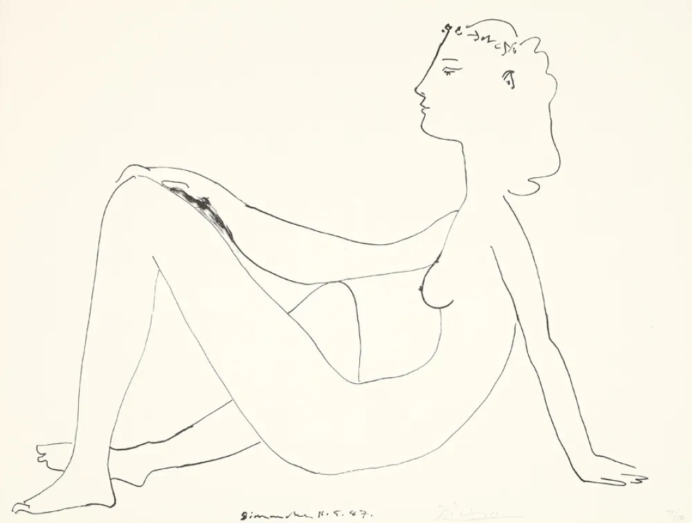 Lithografie Picasso - Nu assis, de profil