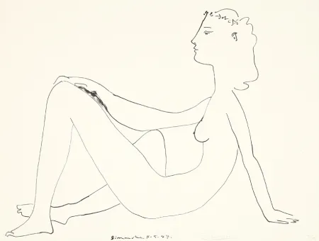 Lithografie Picasso - Nu assis, de profil