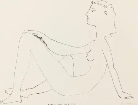 Lithografie Picasso - Nu assis, de profil