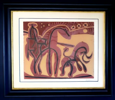 Geen Techniek Picasso - Pablo Picasso (1881-1973) - Picador et Taureau - Linocut in colors on Arches paper - 1959