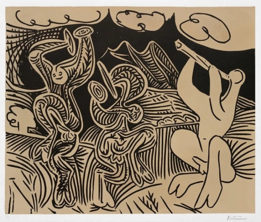 Linosnede Picasso - Pablo Picasso Danseurs et musicien (Dancers and musician), 1959