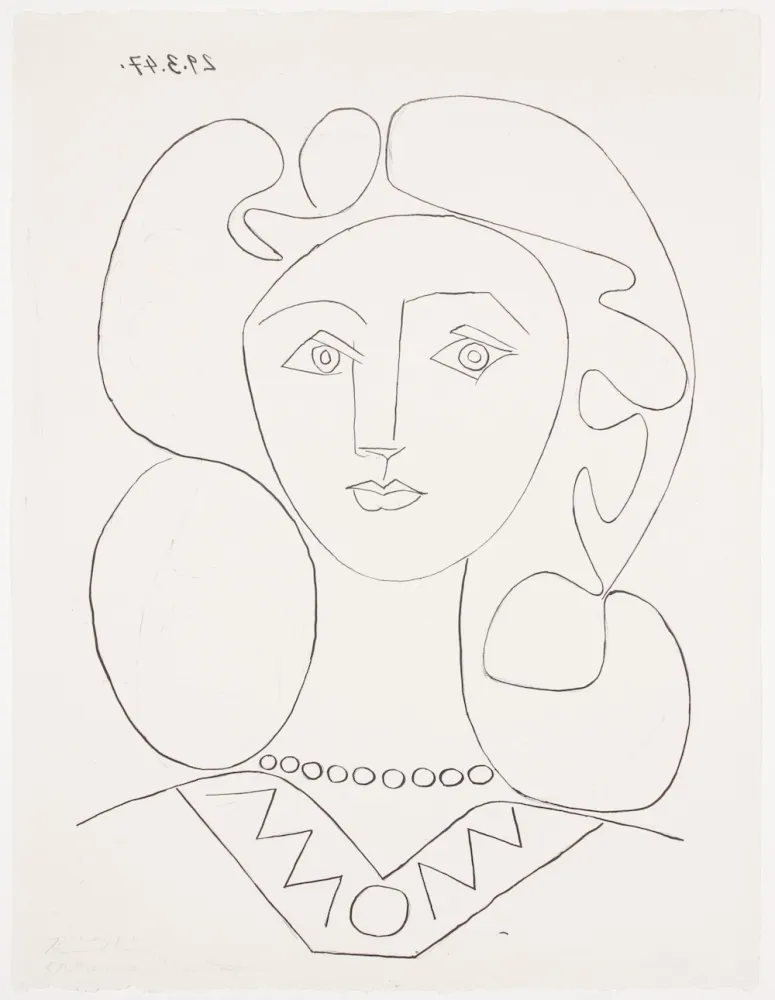 Lithografie Picasso - Pablo Picasso- La Femme au Collier, Portrait of Françoise, 1947
