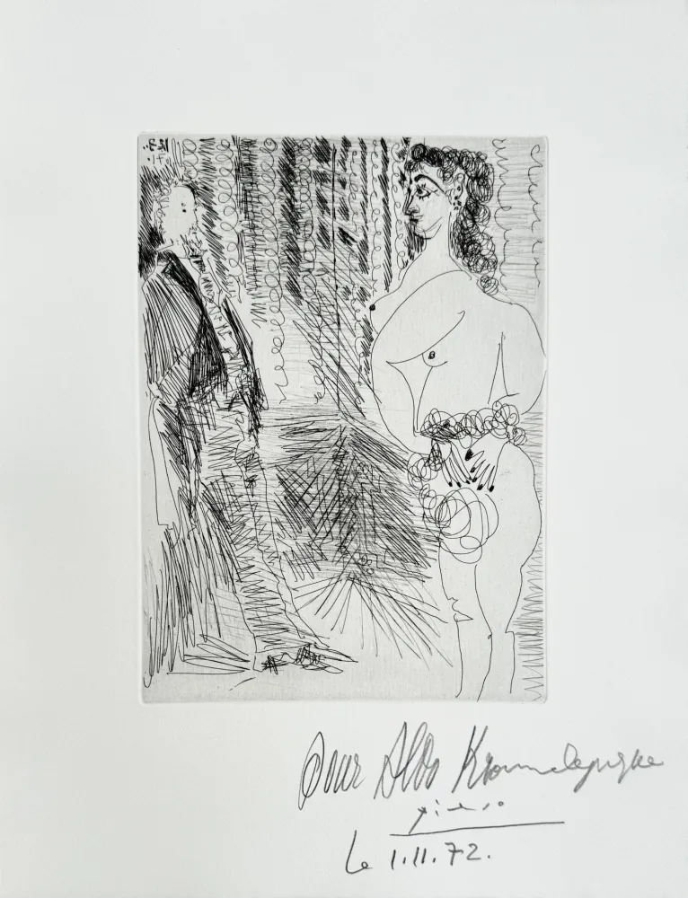 Gravure Picasso - Pablo Picasso – Le Cabinet particulier, Degas et une fille