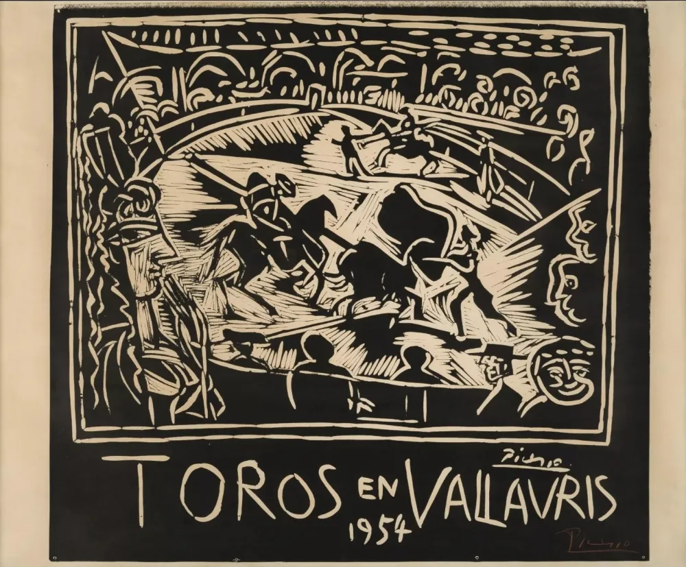 Linosnede Picasso - Pablo Picasso Toros en Vallauris 1954 Linocut / Signed