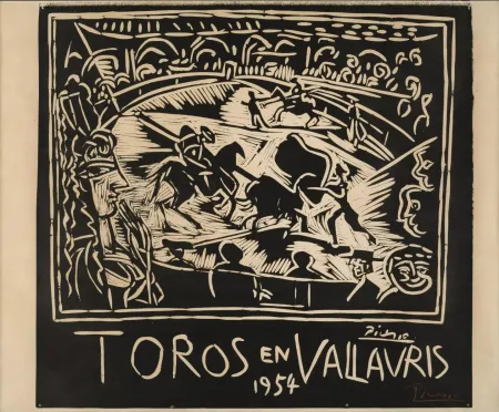 Linosnede Picasso - Pablo Picasso Toros en Vallauris 1954 Linocut / Signed