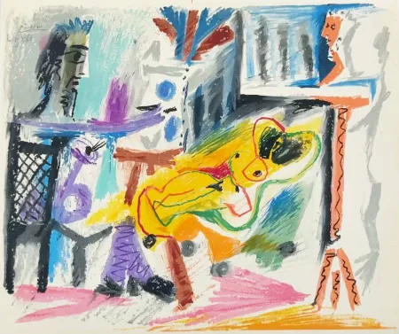 Lithografie Picasso - Peintre et modèle