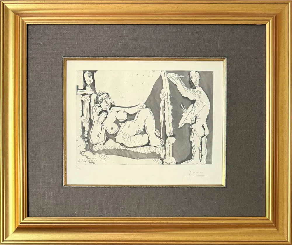Ets Picasso - Peintre et modèle, avec une sculpture I