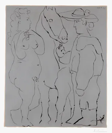 Linosnede Picasso - Picador Debout avec son Cheval et une Femme (Picador, Woman and Horse)