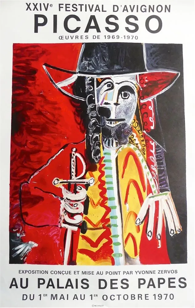 Lithografie Picasso - PICASSO AU PALAIS DES PAPES. Avignon Mai-Octobre 1970 - Affiche originale.