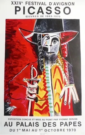 Lithografie Picasso - PICASSO AU PALAIS DES PAPES. Avignon Mai-Octobre 1970 - Affiche originale.