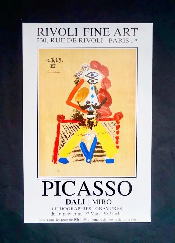 Lithografie Picasso - Picasso - Dali - Miro, Rare lithographic exhibition poster, 1989 