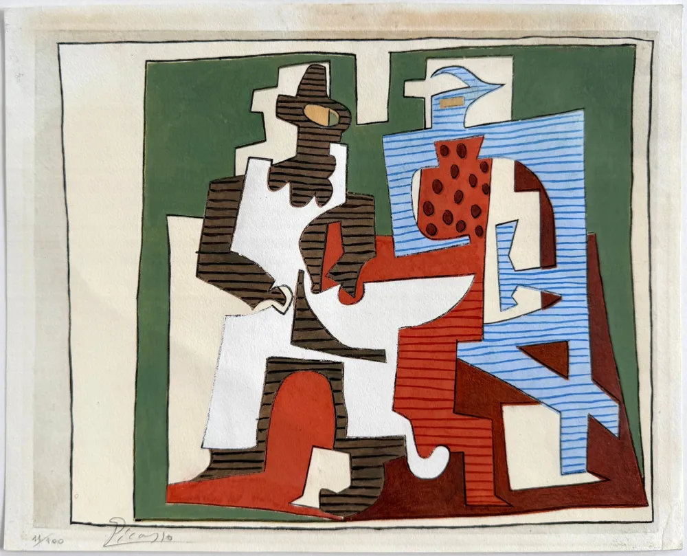 Pochoir Picasso - Pierrot et arlequin (Pierrot and Harlequin)