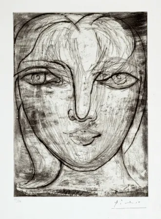 Gravure Picasso - Portrait de Marie-Thérèse de face