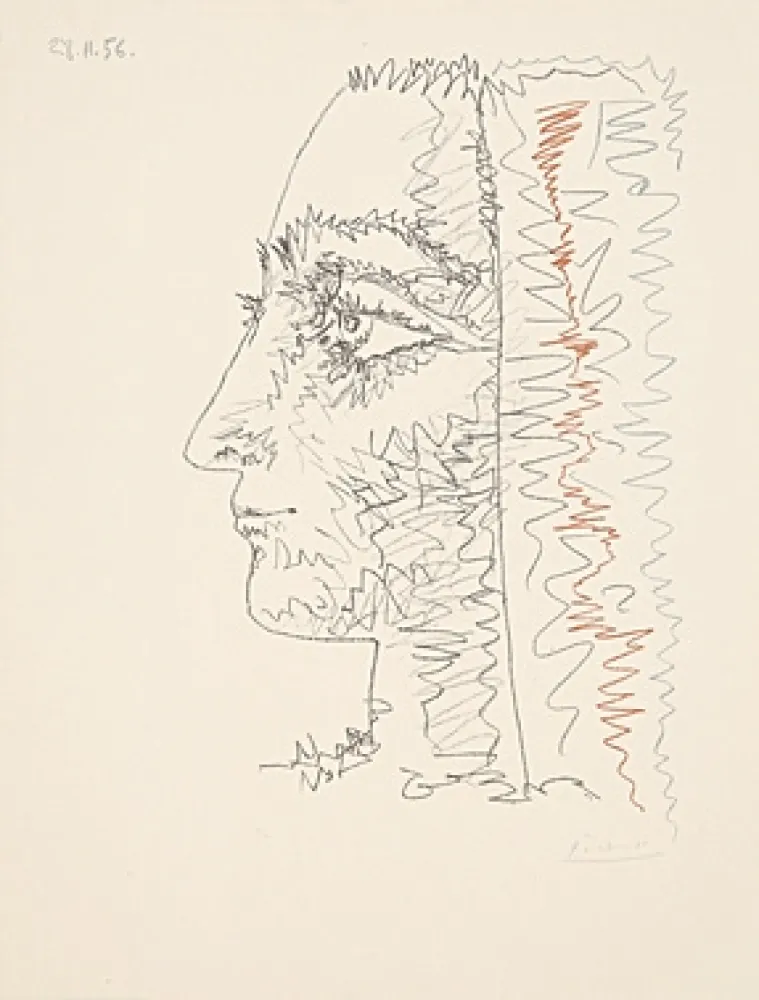 Lithografie Picasso - Profil en trois couleurs