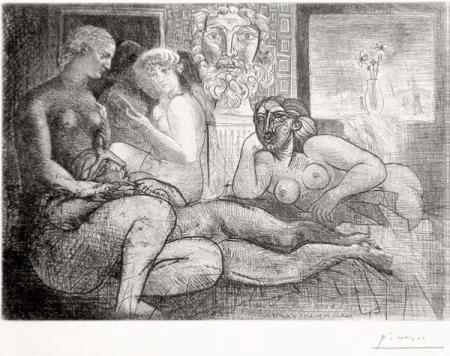 Ets Picasso - ‚Quatre femmes nues et tete sculptée La Suite Vollard