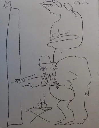 Lithografie Picasso - Regards sur Paris - The painter and his model