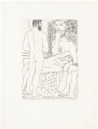 Ets Picasso - Sculpteur, modèle couché et sculpture (Suite Vollard, pl. 37) - 1933