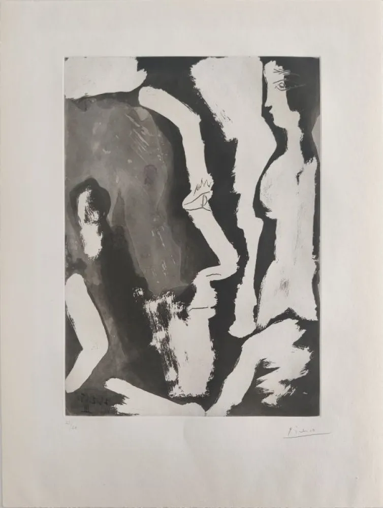 Ets En Aquatint Picasso - Sculpteur travaillant à un buste de femme II 