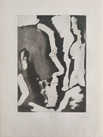 Ets En Aquatint Picasso - Sculpteur travaillant à un buste de femme II 