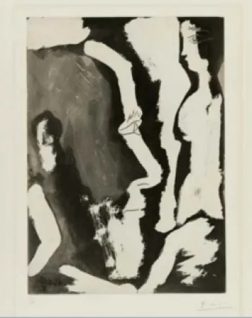 Ets En Aquatint Picasso - Sculpteur travaillant à un buste de femme II