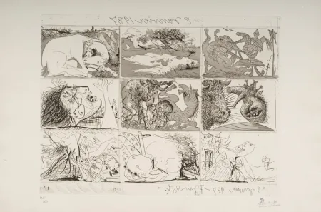 Ets En Aquatint Picasso - Sueno y Mentira de Franco