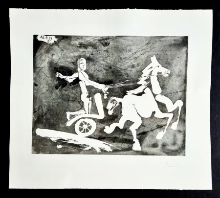 Gravure Picasso - Television: Course de chars à l'antique I 