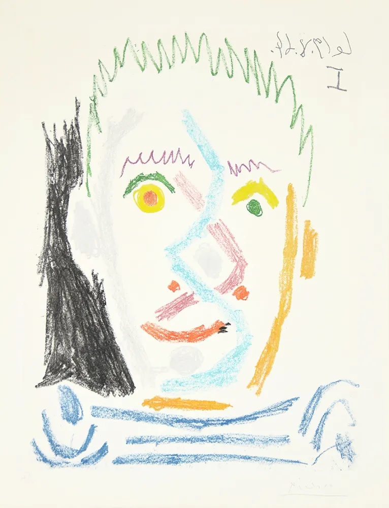 Aquatint Picasso - Tete d’homme au maillot raye (Man’s Head with Striped Shirt), 1964