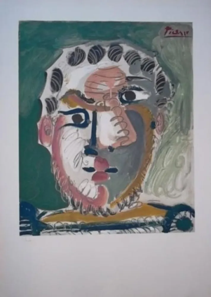 Lithografie Picasso - Tete d'homme barbu