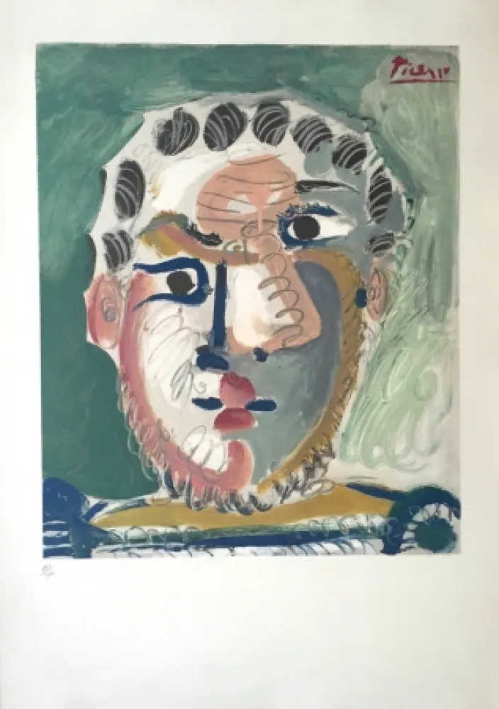 Lithografie Picasso - Tete D'homme Bardu
