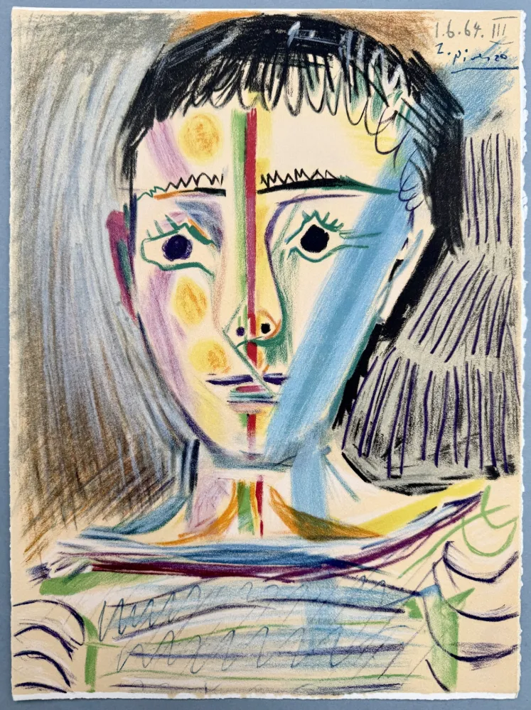 Lithografie Picasso -  Tête d'un jeune homme en face 