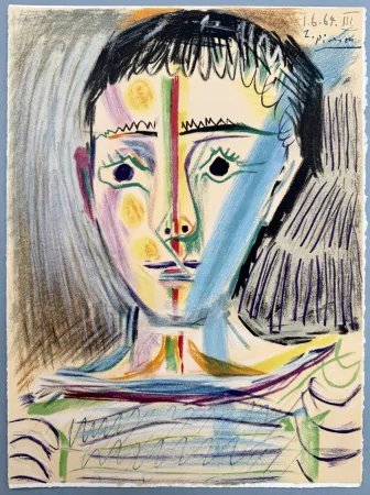 Lithografie Picasso -  Tête d'un jeune homme en face 