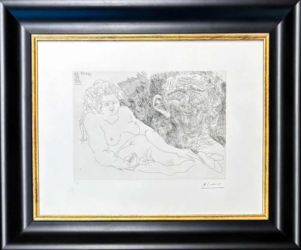 Gravure Picasso - VIEUX PEINTRE ET VIEUX MODELE
