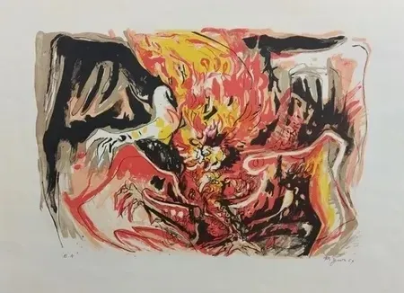 Lithografie Pignon - Combat de coq (1969)