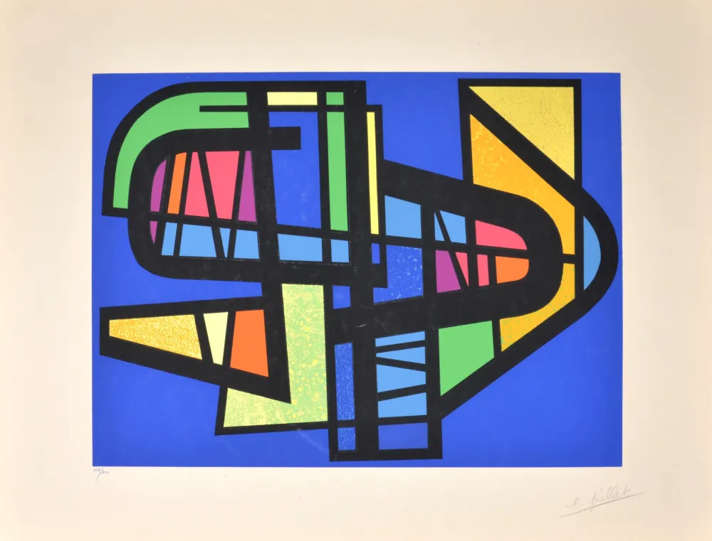 Zeefdruk Pillet - Composition, 1954 - Hand-signed