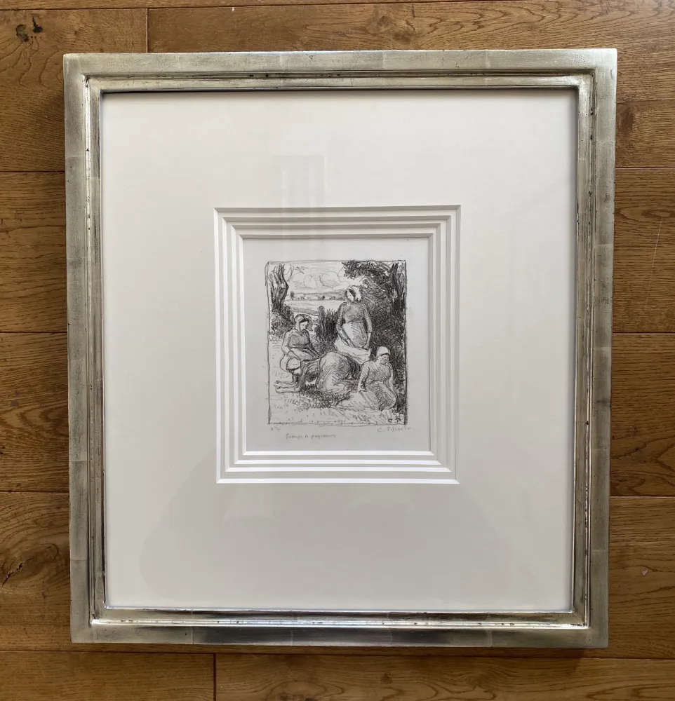 Lithografie Pissarro - Group de paysans 