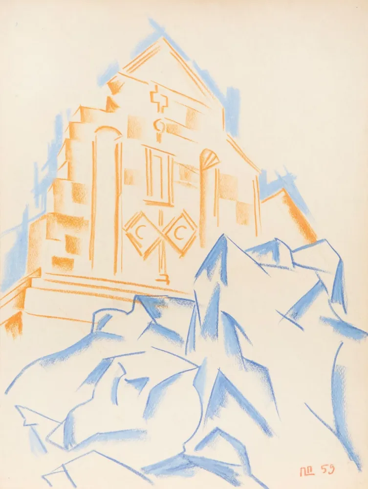 Multiple Plavinsky - Church on a Rock (Original pastel)