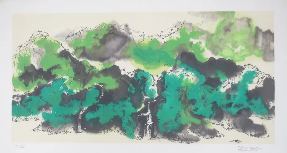 Lithografie Po Chung - Green mountain