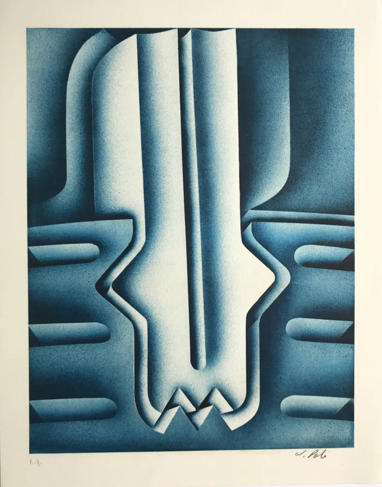 Lithografie Poli - Forage en mer