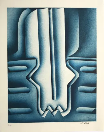 Lithografie Poli - Forage en mer