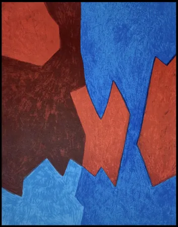 Lithografie Poliakoff - Composition Bleue et Rouge 